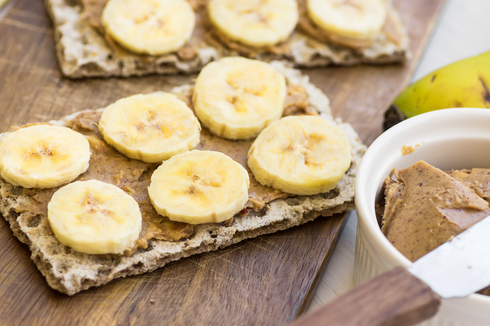 Bananas on peanut butter toast