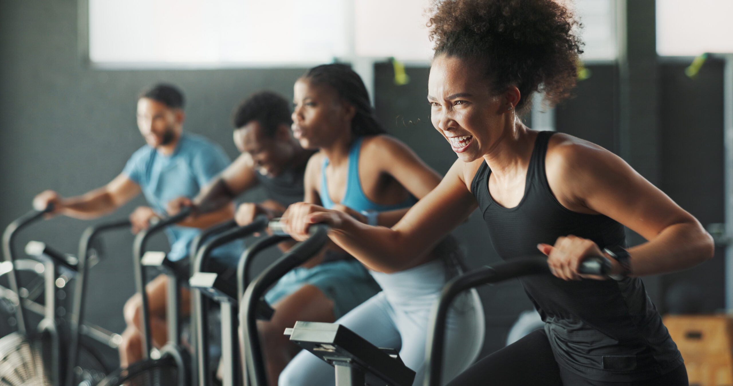 Group working in a cycling classes near me