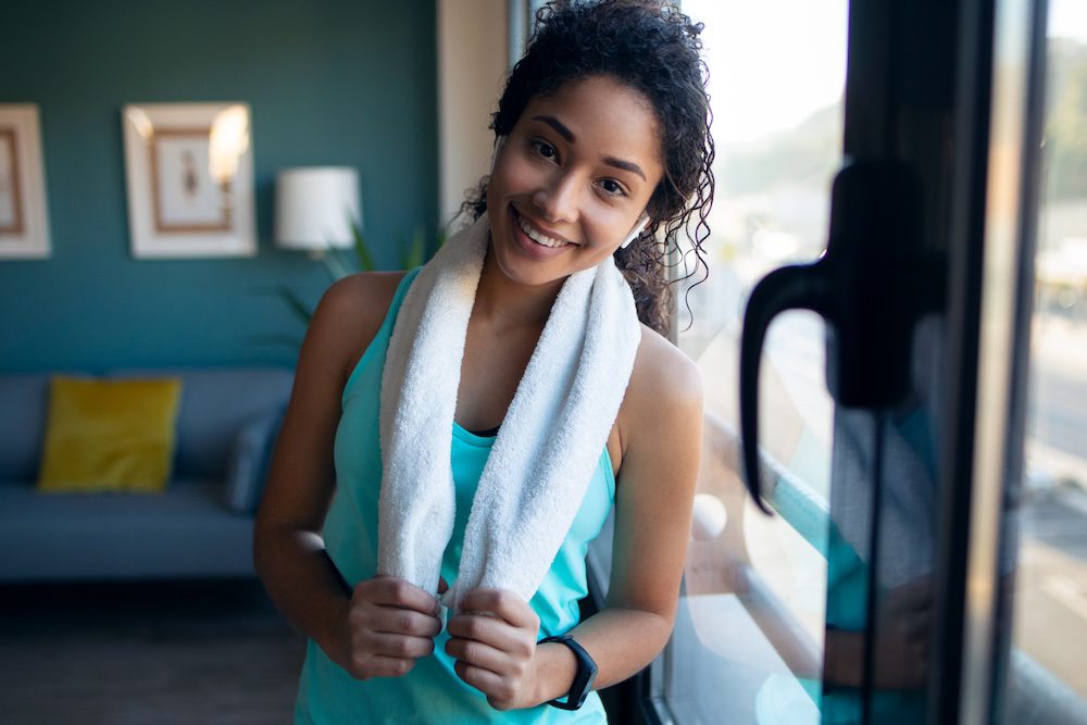 woman recovering after her workout at yoga in kansas city